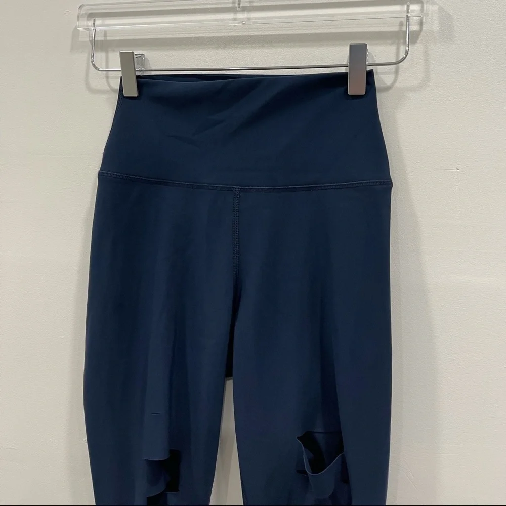 Alo Yoga High Waist Ripped Warrior Legging Navy Athleisure